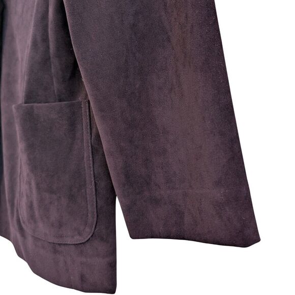 Worthington Burgundy‎ Velvet Velour Button Blazer Jacket Women Size 8P - Picture 7 of 11